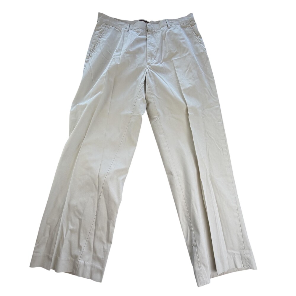 Michael Kors Pants Mens FITS 34x29 Beige Pleated Chino Classic Fit Cotton Casual